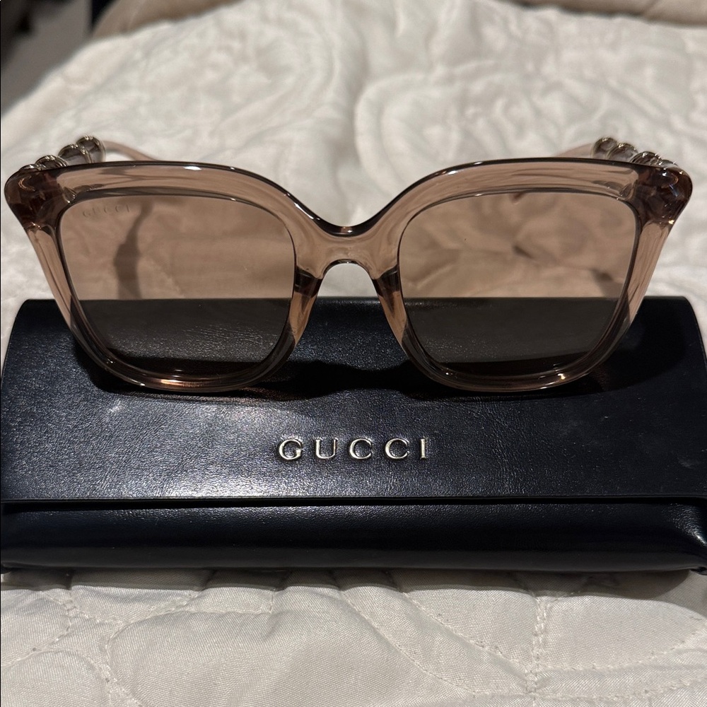 Gucci Women's Translucent Brown Square Sunglasses